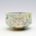 【薄紅花景色 抹茶碗(平型)】 抹茶茶碗 お抹茶 茶道具 茶器 瀬戸焼 日本製 手描き 手作り 手造り ハンドメイド 贈り物 プレゼント