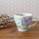 彩粉引花紋 マグ(青) 瀬戸焼 和食器 食器 コップ カップ コーヒーカップ 手描き 花柄 プレゼント 贈り物 普段使い