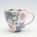 青彩ローズ マグ【瀬戸焼 和食器 食器 コーヒーカップ 手描き 花柄 プレゼント 贈り物】