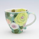 緑彩ローズ マグ【瀬戸焼 和食器 食器 コーヒーカップ 手描き 花柄 プレゼント 贈り物】(3)