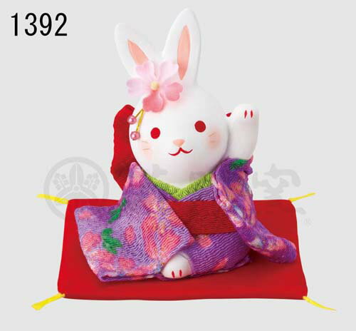 錦彩ちりめん花うさぎ(左手上げ)1392