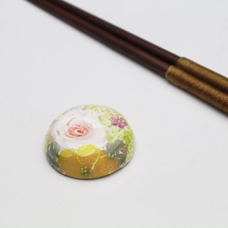 China - 【間取黄花紋　箸置】瀬戸焼 和食器 食器 カトラリーレスト 箸枕 卓上小物 キッチン雑貨 手描き 花柄 プレゼント 贈り物