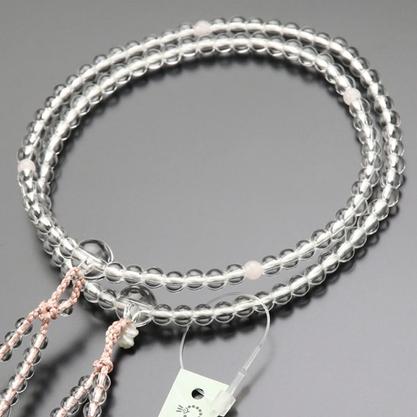 八宗派兼用数珠女性用8寸本水晶四天...