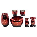 【ポイント2倍】モンシェリ 6点セット ワイン 彫入り 3.5寸 花立高10.5cm 最大径6.7cm 花立 香炉 火立 仏飯器 茶湯器 線香差
