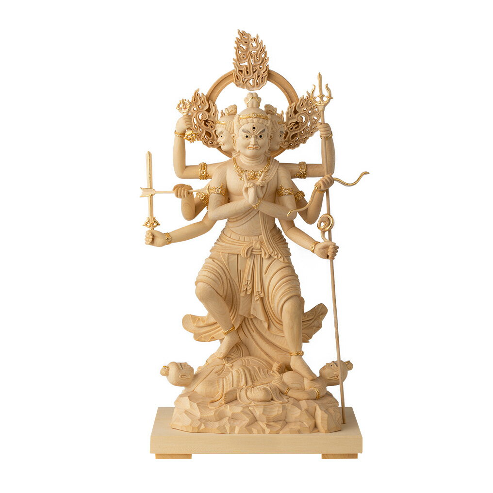 【セール期間中ポイント10倍】RIYAK　五大明王　降三世明王 PREMIER 高31.5×幅16.5×奥11.8cm 桧木 仏像