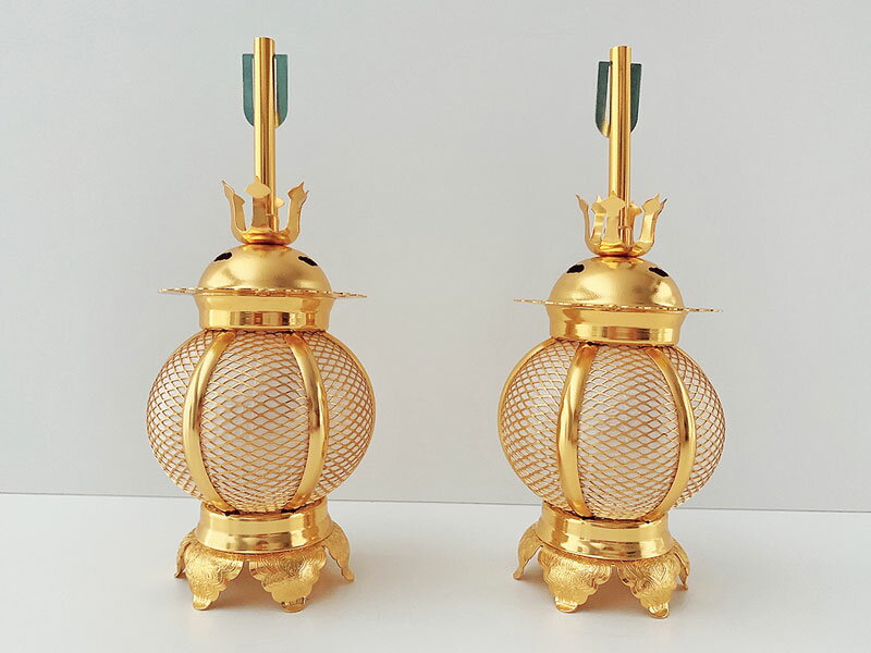 【宗派問いません 仏具】 新丸型灯篭（灯籠・灯呂） 中