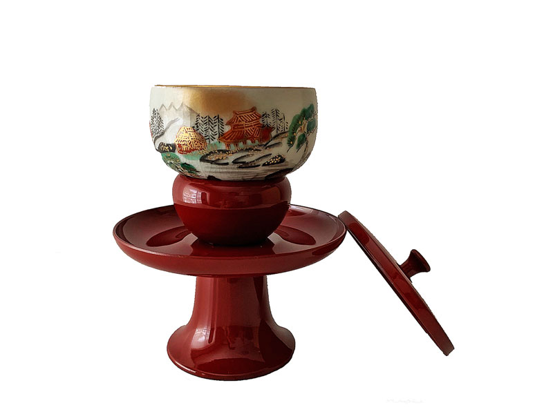 仏具 高茶台 湯呑 セット 朱 九谷焼 茶湯器 仏具セット