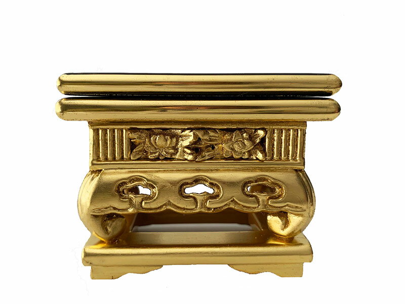 【浄土真宗本願寺派 西 】木製 純金箔 上前 華鋲卓 3．0寸 朱塗 仏具 花鋲卓