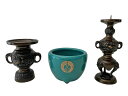 仏具 三具足 西紋入 4.0寸 仏具セット 仏前仏具 仏事仏具 仏具用品 【浄土真宗本願寺派 (西)】