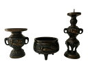 孔雀 三具足 5.0寸 仏具セット 【浄土真宗本願寺派 (西) 浄土宗 禅宗 天台宗 真言宗 各宗派】