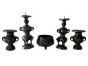 仏具 花鳥 五具足 京色 4.0寸 仏具セット 【浄土真宗本願寺派(西) 浄土宗 禅宗 天台宗 真言宗 各宗派】