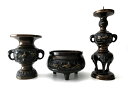 仏具 花鳥 三具足 京色 3.5寸 仏具セット 【浄土真宗本願寺派(西) 浄土宗 禅宗 天台宗 真言宗 各宗派】