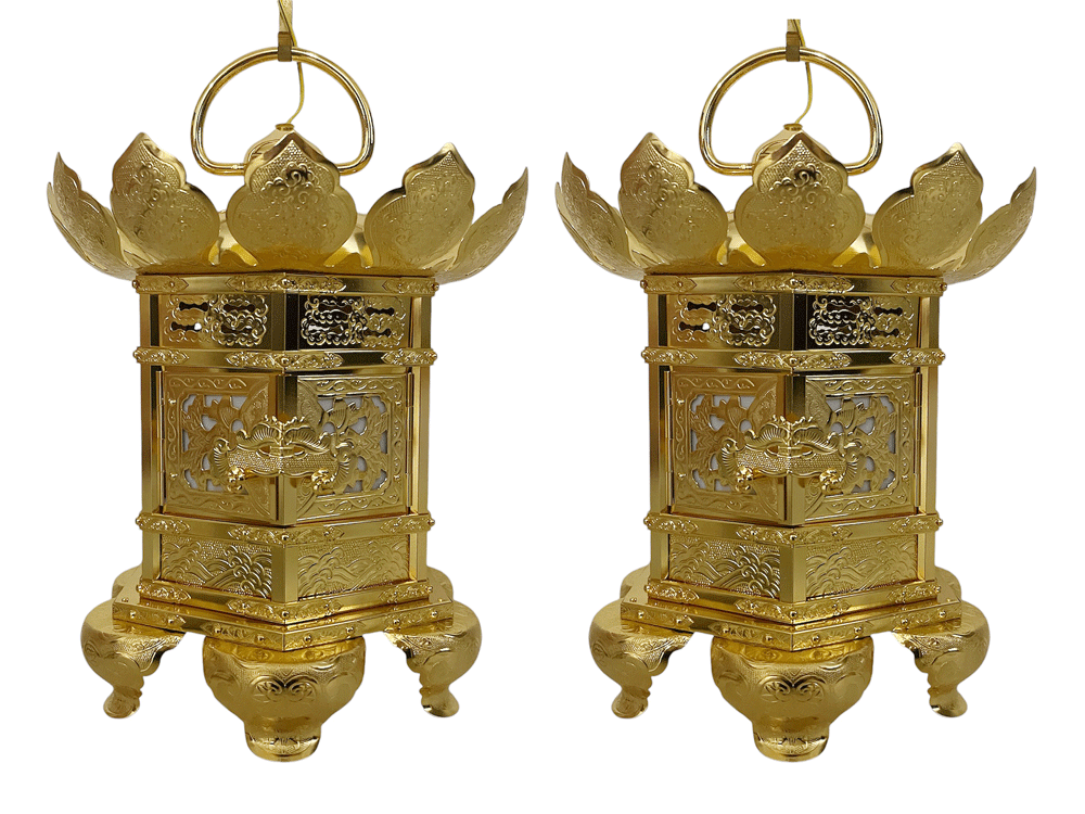 寺院 神前灯篭 7.0寸 対 猫足 丁足 灯籠 灯呂 仏具