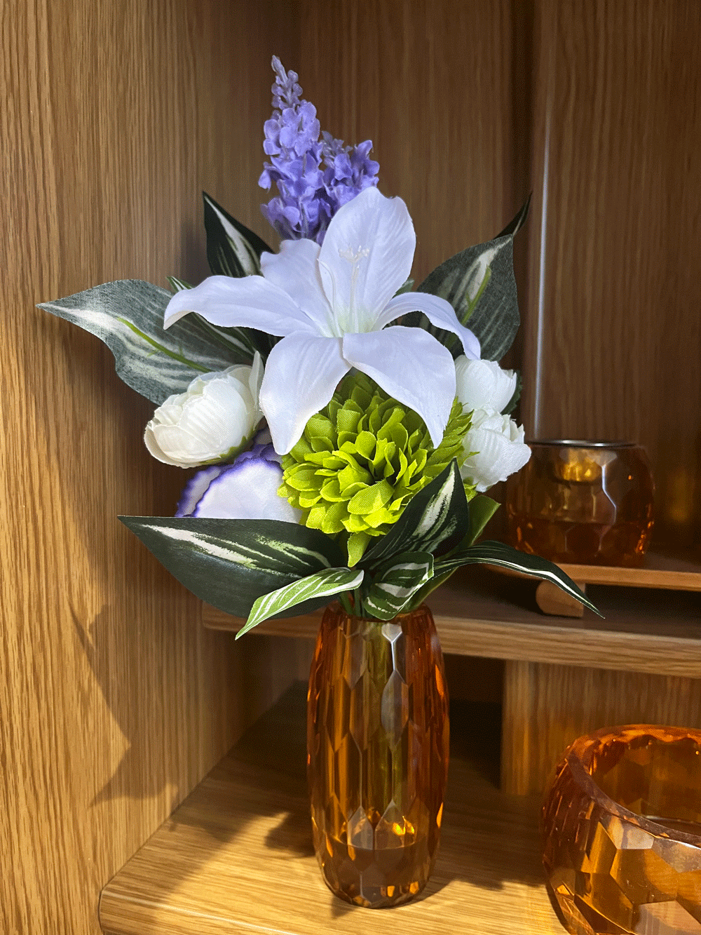 上置仏壇用 仏花 造花 ミニ仏花 リリーミックス グリーン 小型仏壇用 仏具