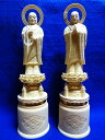 仏像 総柘植 両大師 ( 法然上人 善導大師 ) 4.0寸 金泥書 【浄土宗】