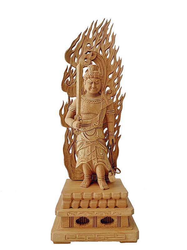 【真言宗】 仏像 楠木 不動明王 金泥書 4.0寸