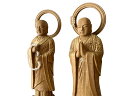 仏像 楠木地彫 両大師 ( 法然上人 善導大師 ) 金泥書 4.5寸 木彫 【浄土宗】