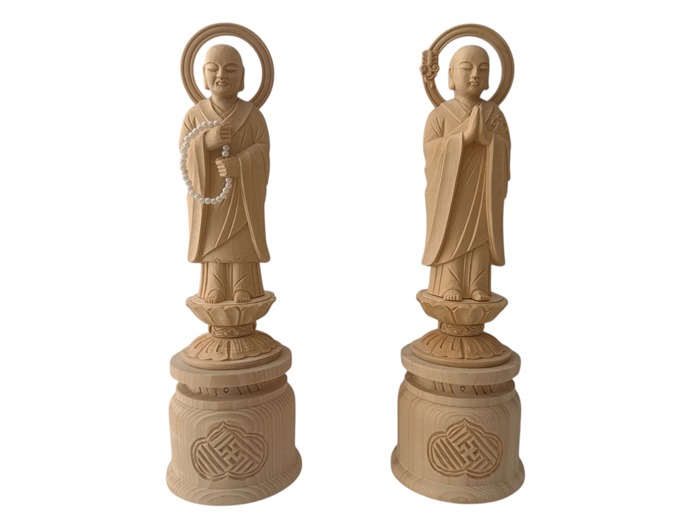 楽天仏壇職人関工作所仏像 総白木 両大師 （ 法然上人 善導大師 ） 3.5寸 対 【浄土宗】