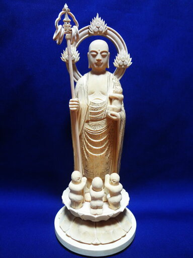仏像 総柘植 水子地蔵 丸台 輪光背 金泥書 4.5寸 仏像 総柘植 水子地蔵 丸台 輪光背 金泥書 4.5寸