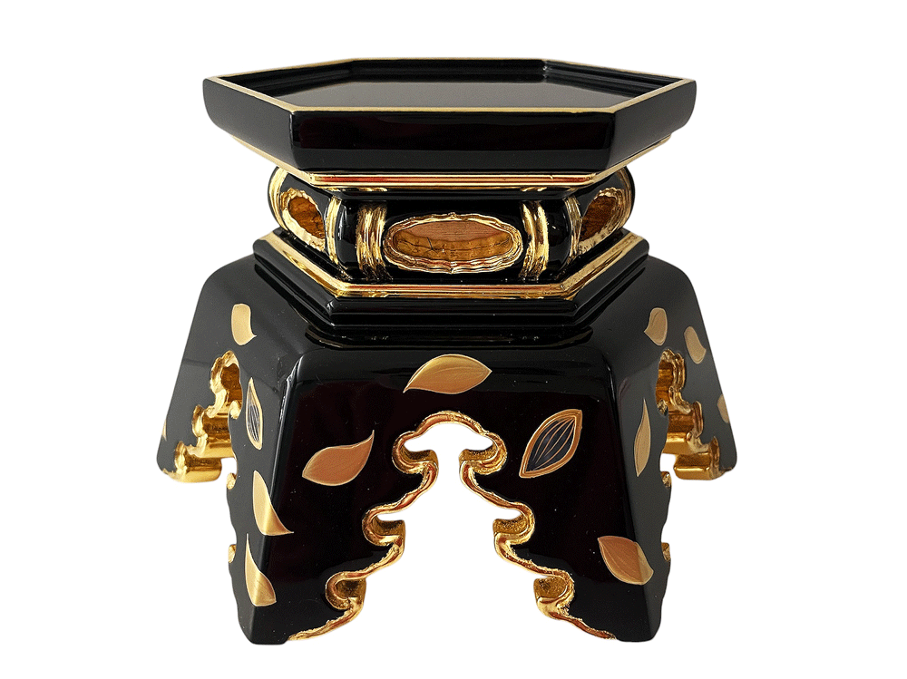 寺院仏具 雪見型仏器台 蒔絵 4寸5分 木製 純金箔 寺院用 仏具【本願寺派 西】