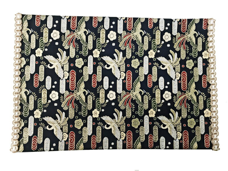 仏具 防火マット 経机敷き 防炎 敷物 上金襴 16号サイズ 25.3×38.5cm ブラック 黒 ゴールド 金色 マルチカラー仏壇用 マット 防炎マット 燃えにくい 防炎加工 防火加工 安全 シート 下敷き 敷物 しきもの 仏具 経机 経机 卓 机 台 敷き