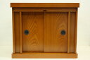 サイズ(約) 高さ40cm　幅49cm　奥39cm 色 ケヤキ調 材　質 木製 ケヤキ調 商品説明 上置仏壇を置く台として、使いやすい高さです。 ネコ戸物入れ。 スライド棚があり、お供え台に便利！ 木目の美しい仏壇台です。