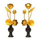 【本日ポイント最大20倍】仏具 アルミ常花 消金色 5本立 3号 華鋲セット(京色)