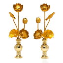 【本日ポイント最大20倍】仏具 アルミ常花 消金色 5本立 4号 華鋲セット(金)