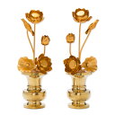 【本日ポイント最大20倍】仏具 アルミ常花 消金色 5本立 4号 花立用(金色花立セット)