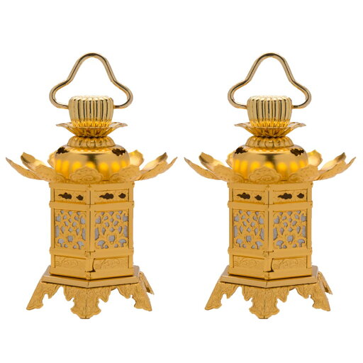 仏具 真鍮神前灯篭 六角丁足型 一対(3.0寸) 仏具 真鍮神前灯篭 六角丁足型 一対(3.0寸)