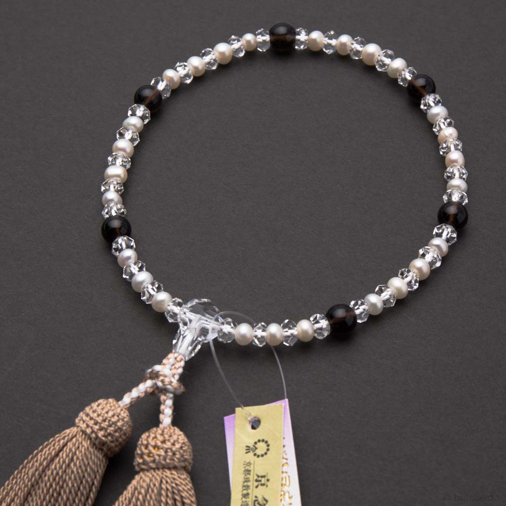 数珠京念珠女性用淡水真珠・水晶切子...