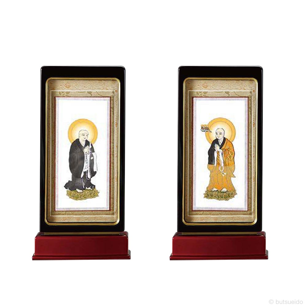 仏壇掛軸 スタンド掛軸 脇侍 浄土宗仕様 黒玉虫 (小)