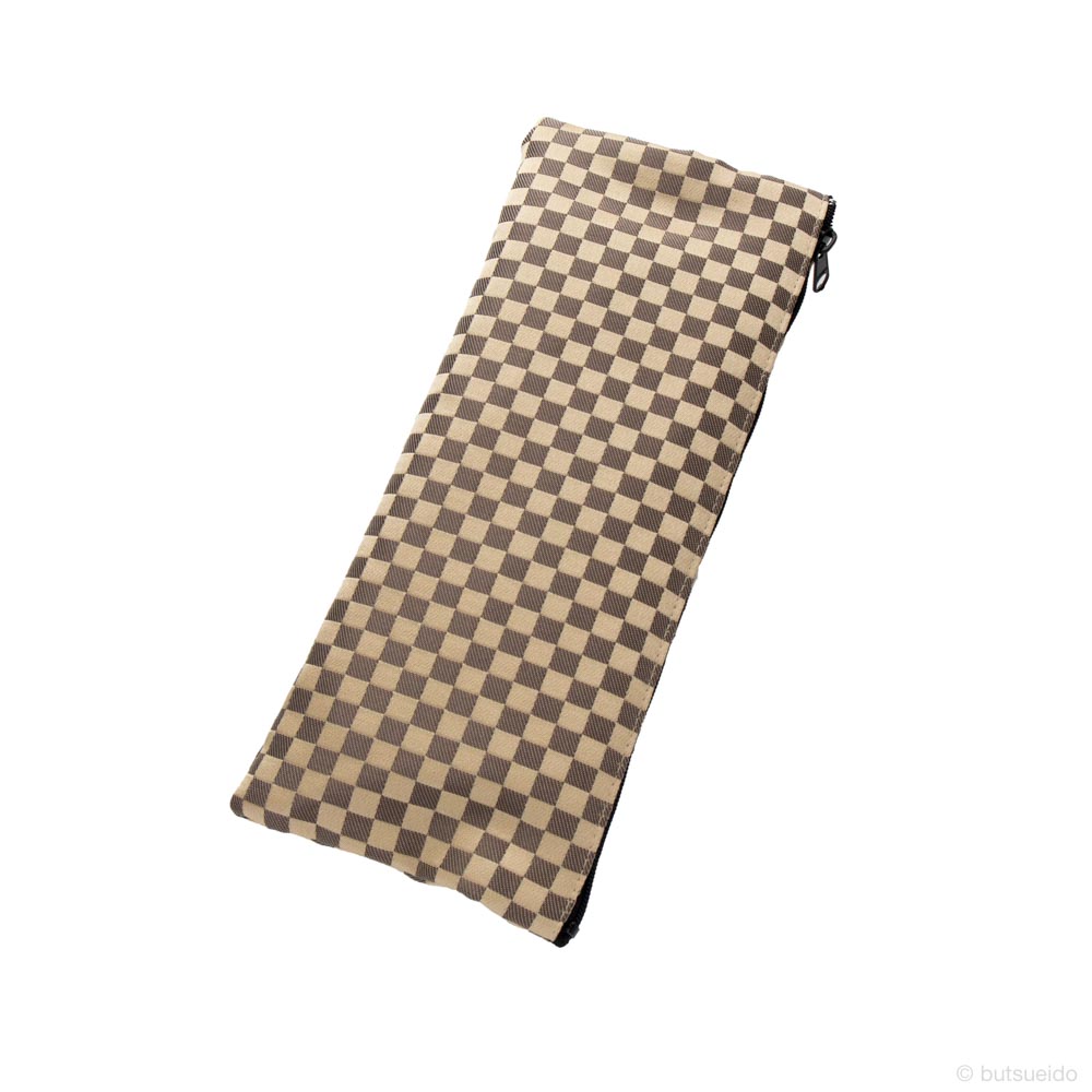 市松模様 念珠入 茶 （ファスナー）