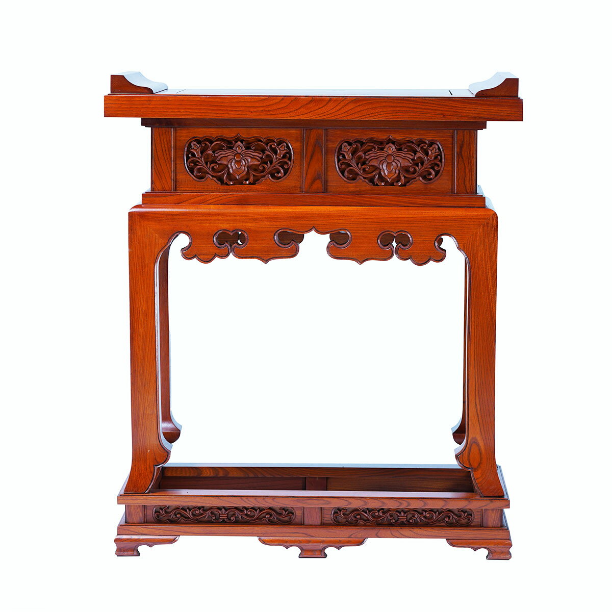 樂天商城 - 本山型彫入二間香台　2尺2寸　欅(けやき)　摺り漆　寺院用仏具　焼香