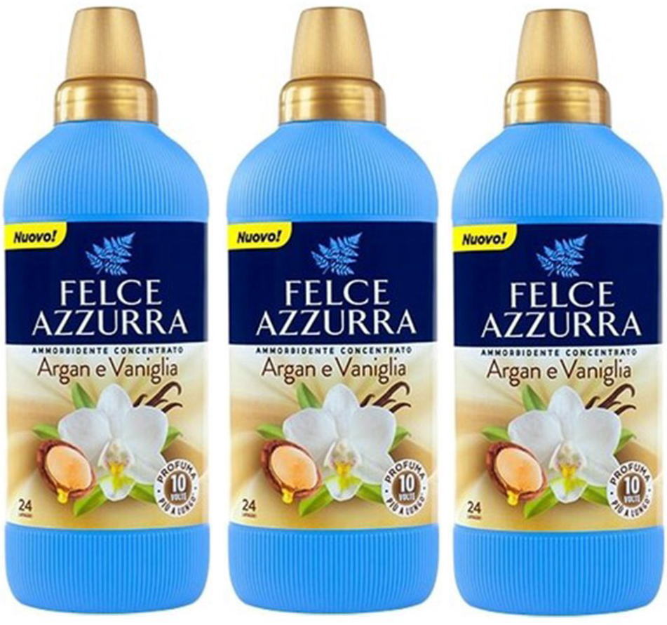 フェルチェアズーラ 濃縮タイプ パリエリ 柔軟剤 アルガン＆バニラ 600ml×3本 2倍濃縮 ソフナー FELCE AZZURRA　3本セット イタリア 正規輸入品 芳香 肌に優しい 香り