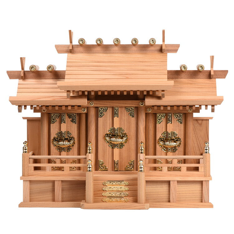 神棚 欅（けやき）屋根違三社 小/モダン マンション モダン神棚 おしゃれ 屋根違い 宝くじ お札 神道 御札 神棚用品 受験 新築 氏神様 3社 神札 合格祈願 リビング ケヤキ お札入れ 御札入れ 会社 学業成就 厄除け インテリア 結婚式