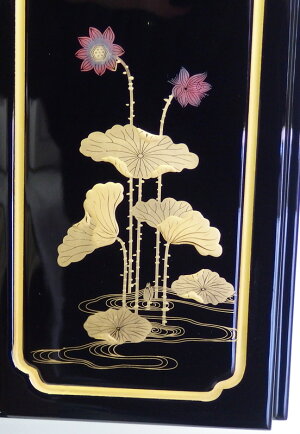 仏壇上置ミニ仏壇金蓮華18号『戸裏蒔絵入』塗豆仏壇二枚戸