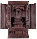 仏壇 唐木仏壇 「孔雀 SON 古代仕上総練」 30号 本黒檀・紫檀 仏具Cセット付【唐木仏壇 床置型 唐木 大型 仏具セット 付 四尺五寸〜一間仏間向】