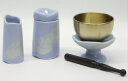 ほのか リン・線香差・マッチ消セットシン パープル(陶器製仏具)