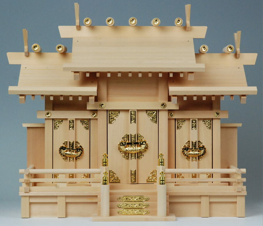 神棚 屋根違い三社 （小） [上級品] 尾州桧（木曽桧） 国産品/ハセガワ仏壇 神具 ...