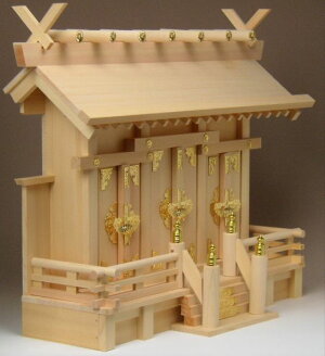 通し屋根三社(小)神棚【上級品】