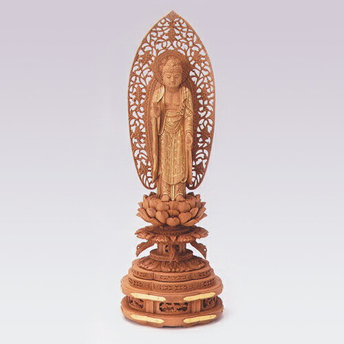 仏像 紅檀 木瓜丸台座 金具付 舟弥陀5.0 高365×巾124×奥行106mm