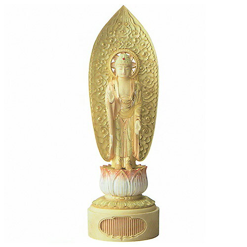 仏像 | 花蓮台 別台付 舟立弥陀 東・西立弥陀 切金淡彩 総ツゲ D03 | 舟立弥陀4.0 高275(241)×幅86×奥行75mm 東・西立弥陀4.0 高...