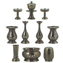 仏具セット モダン仏具 | ダルマ型 真黒光色仕上げ 水面桜 10点セット 香炉同寸 3.5号 Origina 国産 真鍮製 桜模様 彫金仕上l T01 | 3...