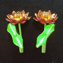 常花 蓮華 ミニ 仏具 アルミ製 豆常花 “咲きれんげ” 艶色 (対) 1.0寸 二本立 F17 | 日本製 彩色 蓮の花 (花立別売り)