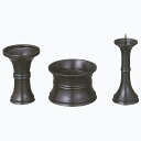 仏具セット ミニ 三具足セット ミニ仏壇用 呂|金属製(銅器製 花立(径53×高76mm) 香炉(径70×高47mm) 灯立(径34×高90mm))重量356g