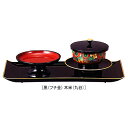 お寺様用 法要仏具 御住職様用 茶湯器 菓子器| お給仕セット 小 PC 黒フチ金 木米・山水 4.2寸 | 奥行150×幅320×高105mm 内箱(袋) 奥...