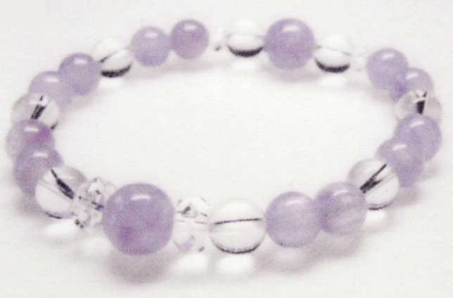 腕輪 石 ラベンダーアメジスト・水晶 天然石 上級品 (神経を癒しストレスを緩和する)