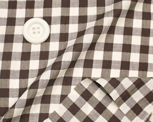 サラっとコットンの　涼しいサマーヘリンボーンギンガム　ブラウン 　コットン　50cm単位 はかり売り　手芸　クラフト　生地　布　ファッション