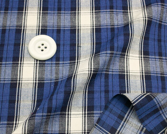 ・チェックコットンツイルインディゴ染め 　コットン　50cm単位 はかり売り　手芸　クラフト　生地　布..